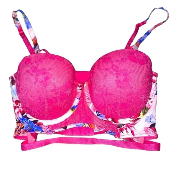 VICTORIA'S SECRET X MARY KATRANTZOU  FLORAL LIMITED EDITION LONG LINE BRA 32D - Picture 8 of 12